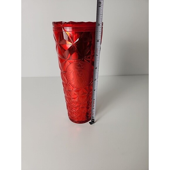 Starbucks Christmas 2023 Red Diamond Prism Crystal Tumbler (Cold Cup) 24oz Venti - Picture 6 of 6